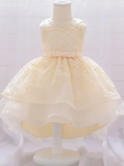 Robes de demoiselle d'honneur blanches robes d'occasion spéciale dentelle rose sans manches col bijou robes de demoiselle d'honneur