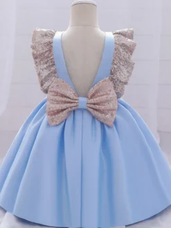 Robes de demoiselle d'honneur blanches robes d'occasion spéciale en polyester rose manches courtes col bijou robes de demoiselle d'honneur