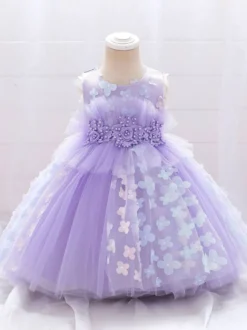 Robes de demoiselle d'honneur blanches robes d'occasion spéciale dentelle rose sans manches col bijou robes de demoiselle d'honneur