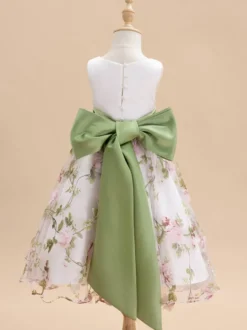 Robes de demoiselle d'honneur blanches en tissu satiné blanc sans manches à col bijou