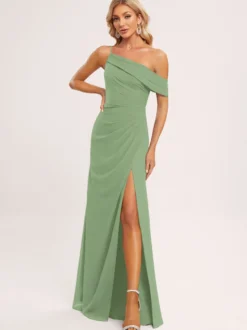 Robes de demoiselle d'honneur trapèze longueur au sol fermeture éclair en mousseline de soie robe de soirée de mariage