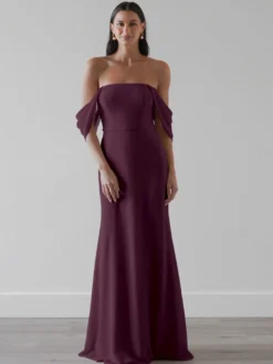 Robes de demoiselle d'honneur Robe de bal trapèze en mousseline de soie longueur au sol