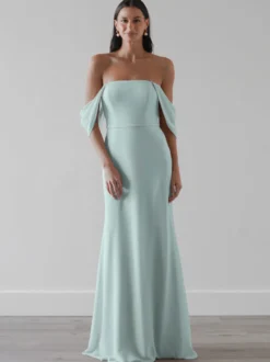 Robes de demoiselle d'honneur Robe de bal trapèze en mousseline de soie longueur au sol