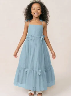 Robes de fille de fleur blanche Organza rose doux sans manches col bijou robes de fille de fleur