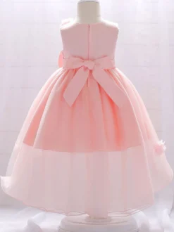 Robes de fille de fleur blanche Champagne Tulle sans manches bijou cou robes de fille de fleur