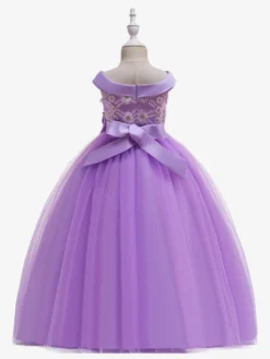 Robes de fille de fleur blanche Robes d'occasion spéciale Tulle blanc sans manches Col bateau Robes de fille de fleur