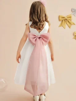 Robes de fille de fleur de mariage Robes d'occasion spéciale Ivoire Ceinture sans manches