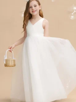 Robes de fille de fleur de mariage Robes d'occasion spéciale Ivoire Ceinture sans manches