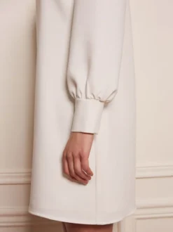 Robes de mariée blanches robe mariage civil col carré manche longue longuer au dessus de genoux