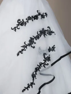 Robes de mariée noires Robe de princesse silhouette sans manches en dentelle organza à traîne Robe de mariage