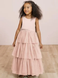 Robes de soirée de mariage robes de dîner doux de mariage robe de fille de fleur robes de fille de fleur sans manches arcs à plusieurs niveaux bleu vert