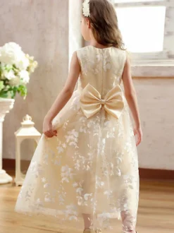 Robes de soirée de mariage Robes de demoiselle d'honneur bon marché Robe de soirée sociale pour enfants Robe de demoiselle d'honneur de mariage Robes de demoiselle d'honneur sans manches