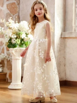 Robes de soirée de mariage Robes de demoiselle d'honneur bon marché Robe de soirée sociale pour enfants Robe de demoiselle d'honneur de mariage Robes de demoiselle d'honneur sans manches