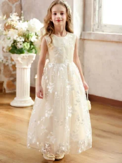 Robes de soirée de mariage Robes de demoiselle d'honneur bon marché Robe de soirée sociale pour enfants Robe de demoiselle d'honneur de mariage Robes de demoiselle d'honneur sans manches