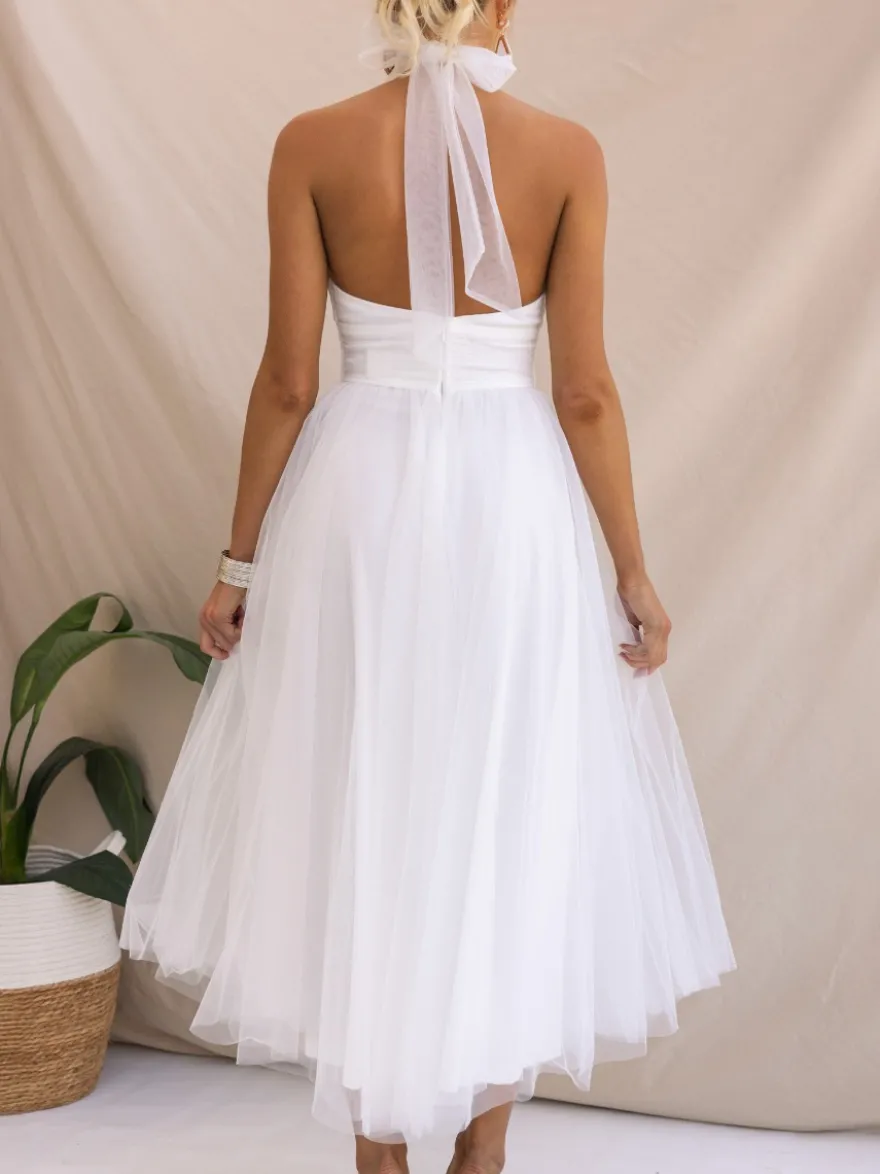 Robes De Soirée Robe Semi-formelle Violette Plissée À Col Haut Sans Manches