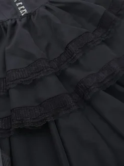 Robes Gothiques Lolita Dentelle Volants Noir Noir