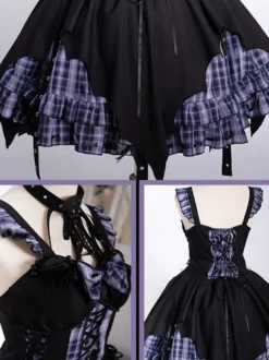 Robes Gothiques Lolita Œillets Corset À Lacets Plaid Noir Rouge JSK