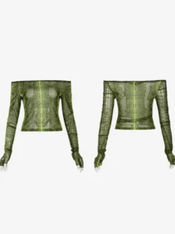 Robes Gothiques Lolita Imprimé Python Vert Noir