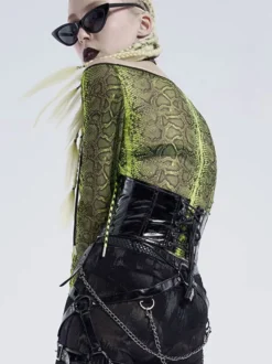 Robes Gothiques Lolita Imprimé Python Vert Noir