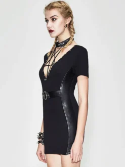 Robes gothiques Lolita Punk avec œillets robe noire