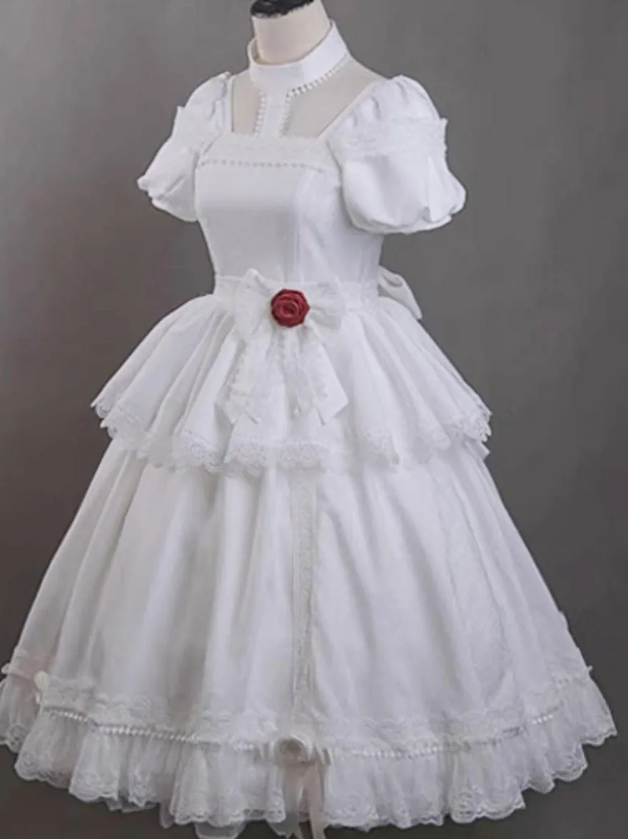Robes Gothiques Lolita Volants Rose Noir