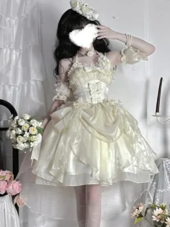 Robes Gothiques Lolita À Volants Nœuds Noirs Robe De Princesse Lolita JSK
