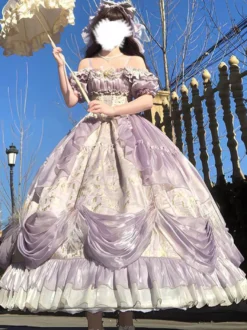 Robes Lolita classiques JSK Robes Lolita gothiques Robe nuisette à imprimé floral avec nœuds