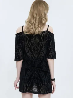 Robes Lolita Gothiques Imprimé Floral Noir Steam Punk