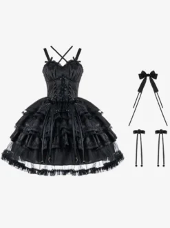 Robes Lolita Gothiques Nœuds Volants Bordeaux