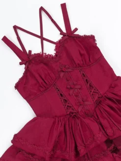 Robes Lolita Gothiques Nœuds Volants Bordeaux
