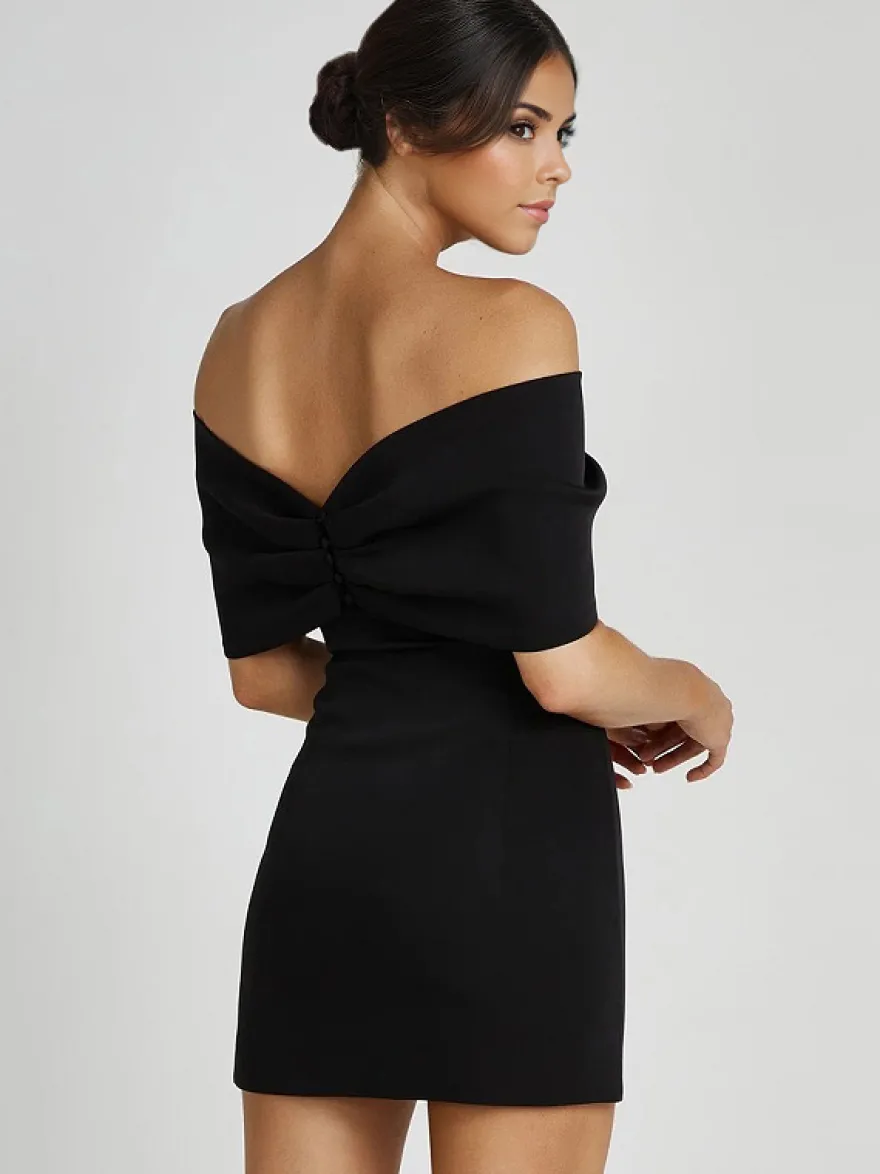 Robes moulantes dos nu replié robes de soirée mini en noir