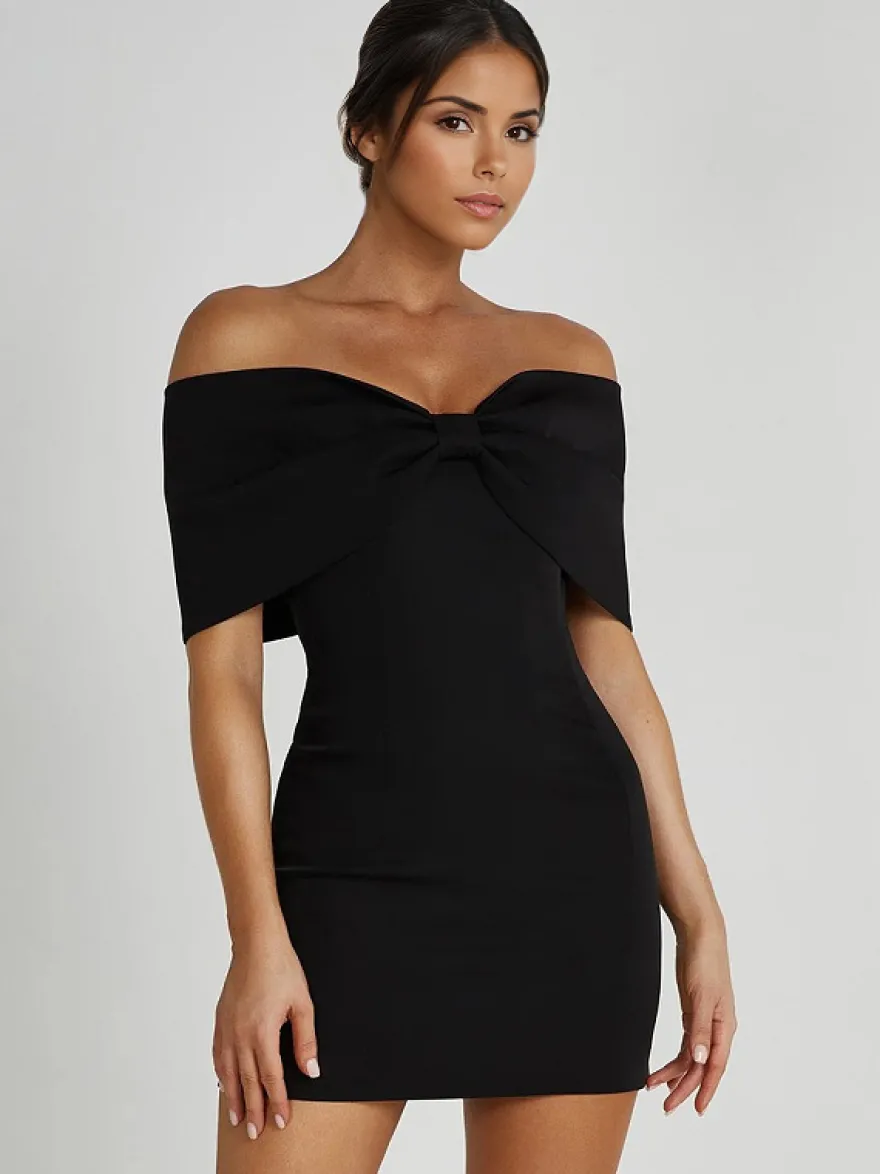 Robes moulantes dos nu replié robes de soirée mini en noir