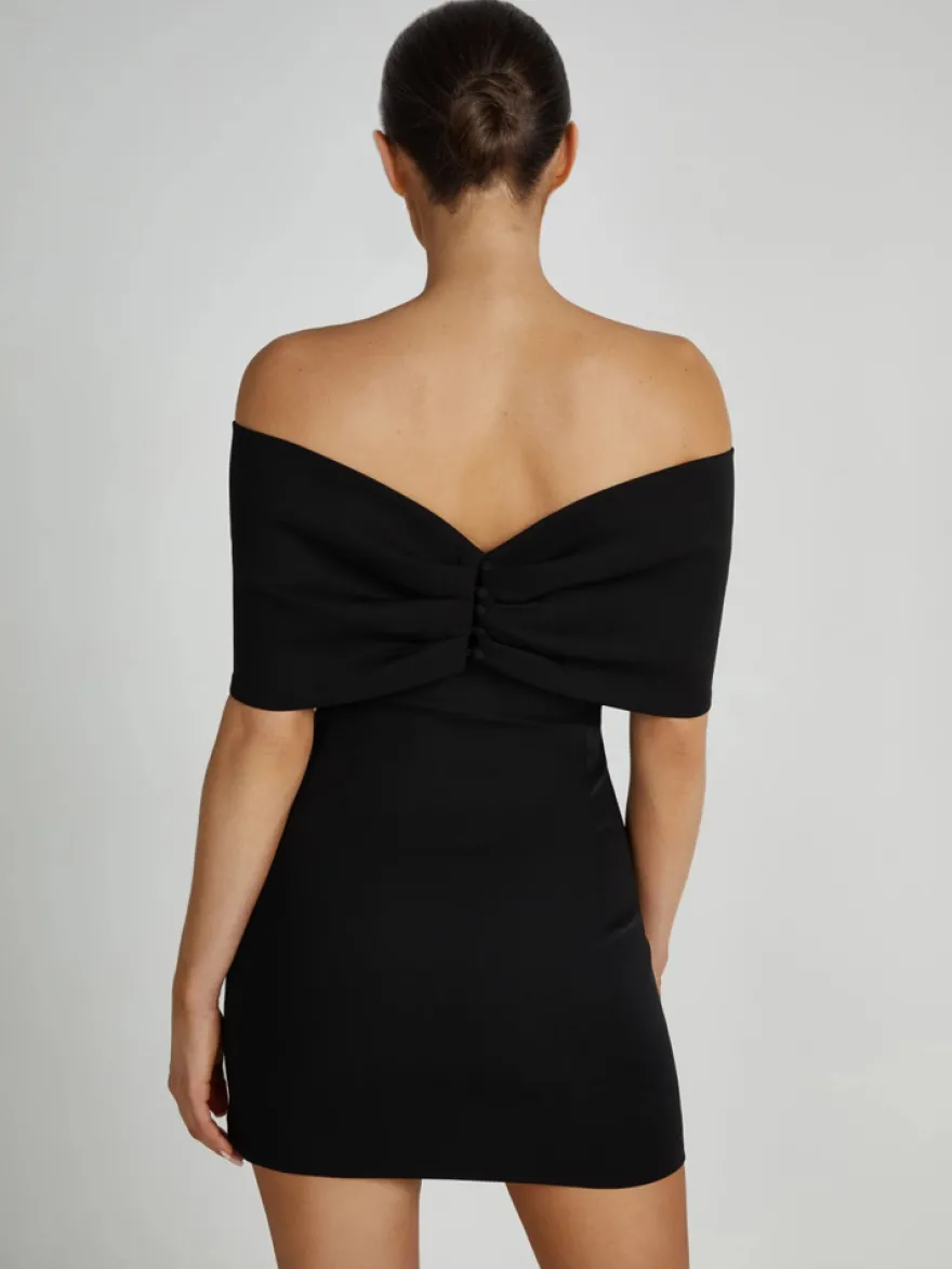 Robes moulantes dos nu replié robes de soirée mini en noir
