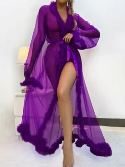 Robes Tulle Plumes Lingerie transparente