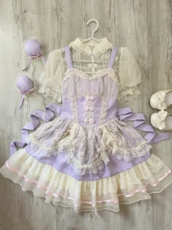 Robe Sweet Lolita OP plissée sans manches en polyester Robe Sweet Lolita Hime rose