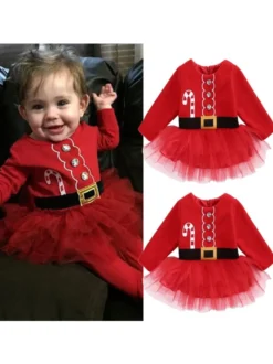 Robe Tunique Pour Noël Robe De Soirée Cadeaux Noël En Fibre De Polyester Rouge Père Noël