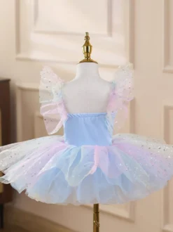 Robe tutu de ballet pour filles jupe en tulle scintillante de princesse cygne costume de danse doux et moelleux pour représentation sur scène