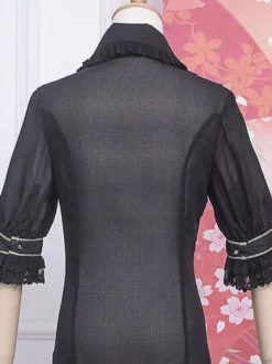 ROCOCO Style Lolita Blouses Volants Dentelle Lolita Top Demi Manches Blouse Blanc Lolita Chemise