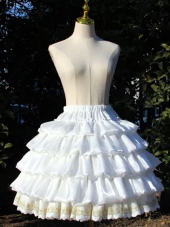 ROCOCO Style Lolita Jupons Polyester Ruffles Gothique Lolita Jupon Femme Dentelle Blanche Lolita Jupe