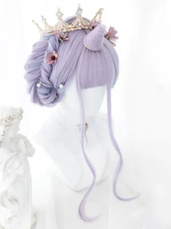 ROCOCO Style Lolita perruque longue ébouriffée fibre résistante à la chaleur accessoires Lolita lavande