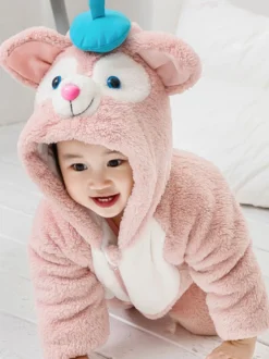Rose Chats Kigurumi Carnaval Pyjamas Bébés 2026 Flanelle Combinaison d'Hiver Enfants Cadeaux Noël Déguisements Halloween
