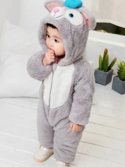 Rose Chats Kigurumi Carnaval Pyjamas Bébés 2026 Flanelle Combinaison d'Hiver Enfants Cadeaux Noël Déguisements Halloween