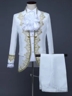 Rouge Vintage Set Art Déco/Rétro Polyester Manches Longues Rétro Costumes Pour Homme