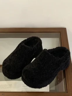 Sabots pour femmes bout rond sans bride mules d'hiver