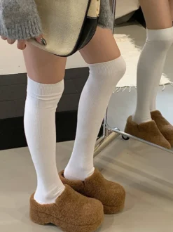 Sabots pour femmes bout rond sans bride mules d'hiver