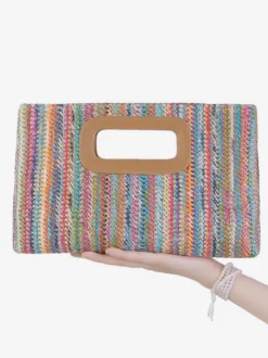 Sac à bandoulière avec chaîne amovible Sac à main en paille pour femme 2026