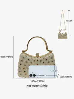 Sac bandoulière de mariée orné de tournesols découpés et de strass étui rigide pochette de soirée avec chaîne amovible