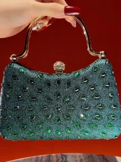 Sac bandoulière de mariée orné de tournesols découpés et de strass étui rigide pochette de soirée avec chaîne amovible