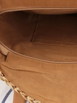 Sac à bandoulière rond en corde de papier tissé pour femme 2026