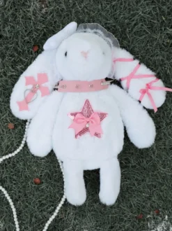 Sac gothique Lolita avec nœuds en Spandex blanc sac à bandoulière en dentelle et fibre de Polyester accessoires Lolita